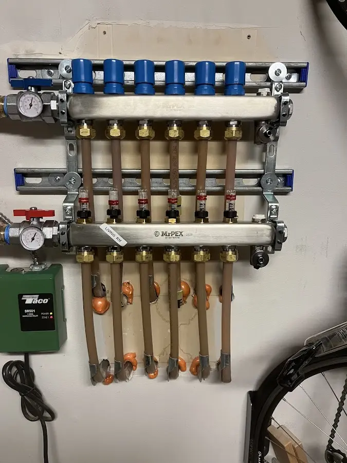 Plumber performing Gas Line Installation at a residential property in Timonium